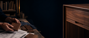 AI-generated concept of timber samples and furniture planning