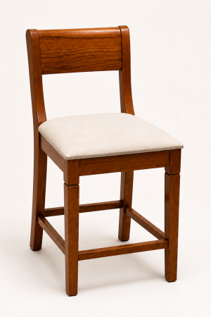 Wooden dining chair with cream upholstered seat